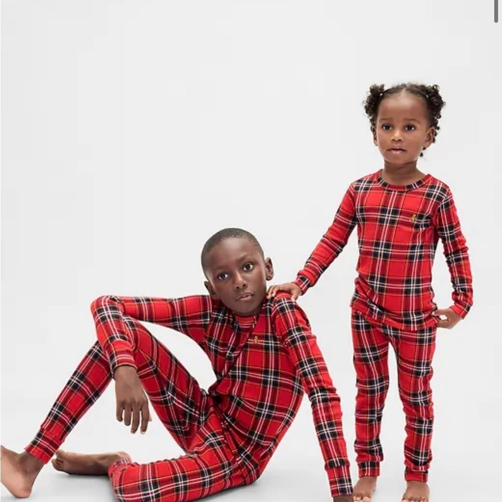 Red Plaid Kids Pajama Set - Cozy Holiday Matching. By Gap. Unisex